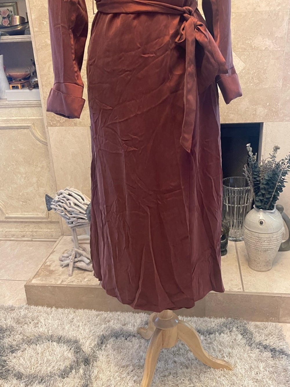 Reiss Designer 100% Silk Robe SMALL Coquette Maxi Long Mulberry Color Luxury - Picture 6 of 11